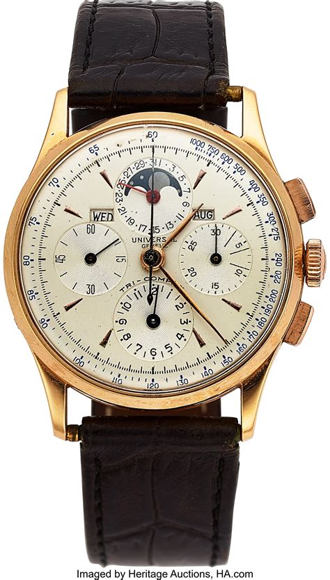 Universal Geneve Fine 18k Rose Gold Tri Compax Chronograph Circa Lot 54026 Heritage Auctions