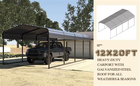 Amazon Mupater X Ft Metal Carport Kit Outdoor Heavy Duty