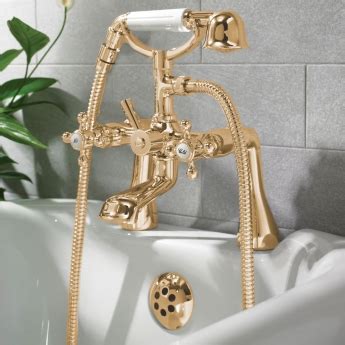 Deva Tudor Bath Shower Mixer TUD03 501 Pillar Mounted Gold