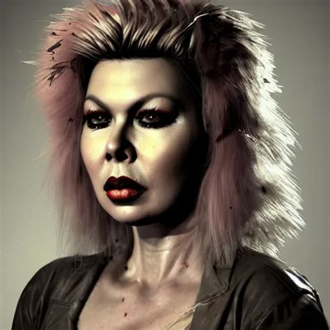 Portrait Of Eighties Kim Wilde As A Zombie With Cuts Stable Diffusion