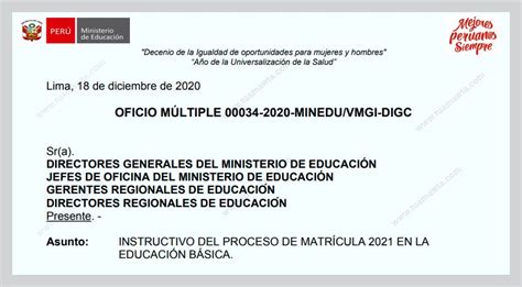 Minedu Instructivo Del Proceso De Matr Cula En La Eb O M