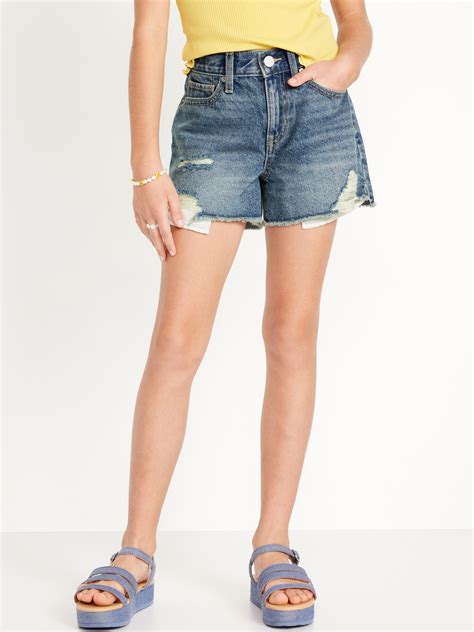 Short en denim déchiré à taille haute pour Fille Old Navy