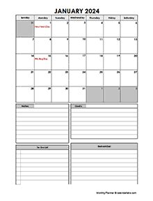 2024 Monthly Planner With Singapore Holidays Free Printable