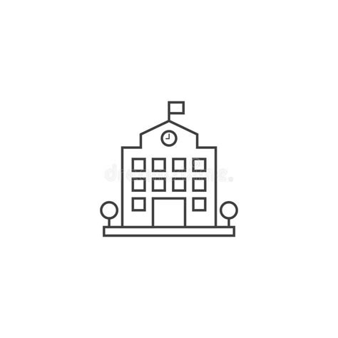 Building School Highschool Symbol Campus Symbol Outline Stock