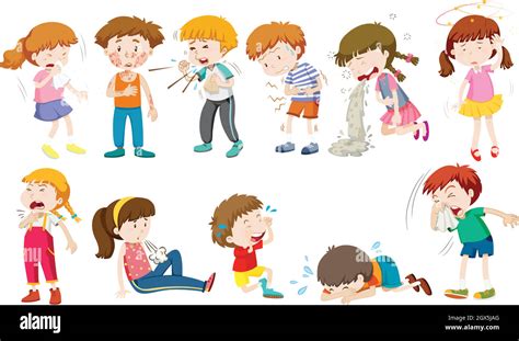 Boys And Girls Being Sick Stock Vector Image And Art Alamy