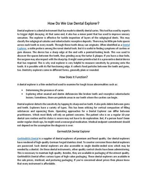 How Do We Use Dental Explorer Pdf