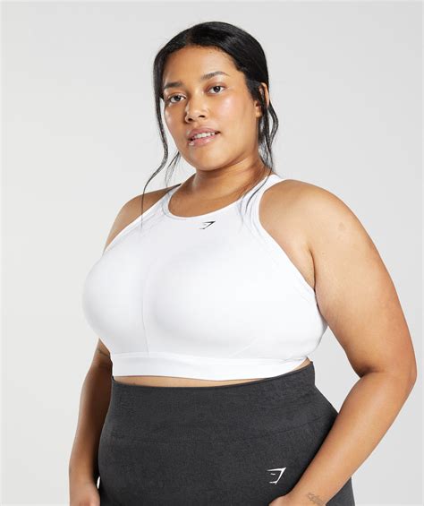Gymshark High Neck High Support Sports Bra White Gymshark