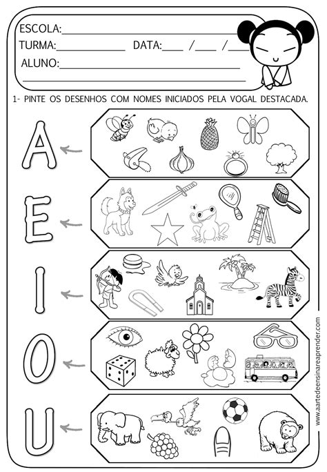 Atividade Pronta Vogais Atividades Para Colorir