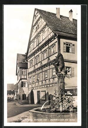 Ansichtskarte Wiesensteig Marktbrunnen Mit Spital Manuskript