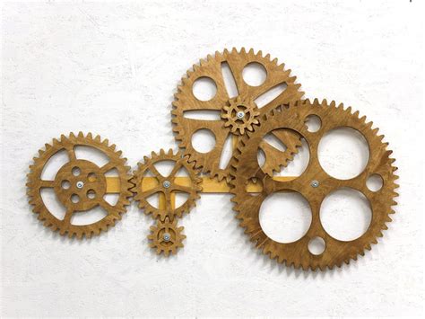 Mechanical Wall Art Kinetic Wall Art Decor Rotating Wooden Gears Wall