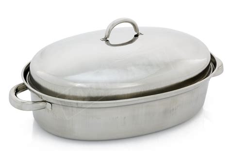 Cm Stainless Steel Oval Roaster Roasting Pan Dish With Domed Lid Rack