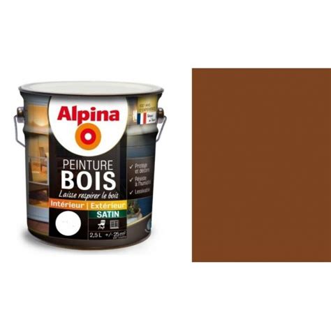 Peinture spéciale bois Marron ton bois satin 2 5L ALPINA microporeu