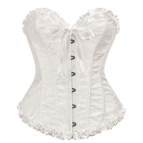 Victorian Gothic Brocade Plastic Boned Ruffle Waist Cincher Body Shaper