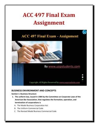 Acc Final Exam Assignment