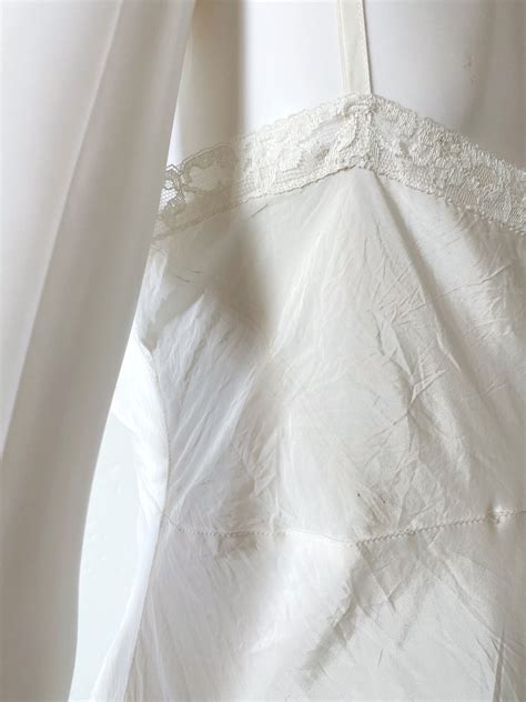 Vintage S Ivory White Nightgown Slip Lingerie Silky Etsy