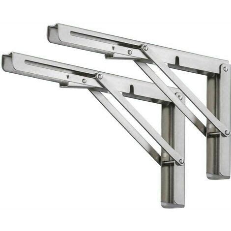 Équerre Pliante 300mm Lot de 2 Pcs Support d étagère Pliants en Acier