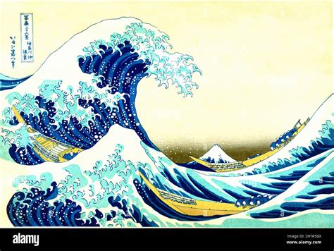 Hokusai - The iconic Japanese artwork The Great Wave off Kanagawa with ...