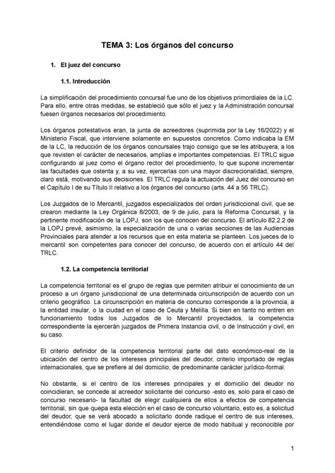 D Concursal I Resumen Derecho Civil Patrimonial TEMA 3 Los