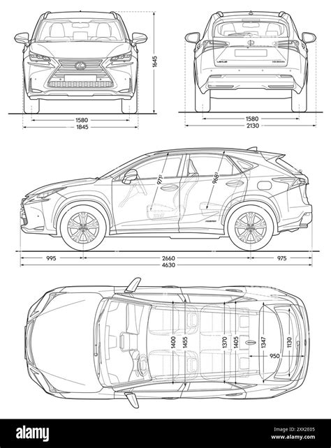 Lexus Nx 2016 Car Blueprint Stock Vector Image And Art Alamy
