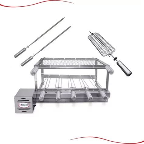 Kit Combo Espetos Girat Rio Grelha Inox Brasa Grill Parcelamento