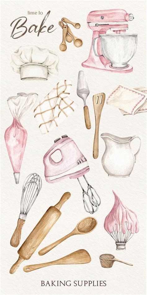 Watercolor Baking Clipart Baking Supplies Home Bakery Logo Cooking