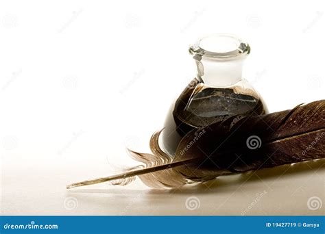 Feather And Ink Bottle Stock Image Image Of Inkpot Inkstand