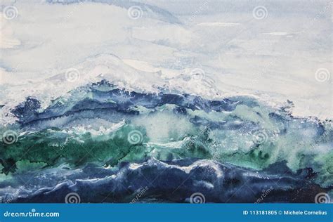 Ocean Wave Watercolor Painting - craibas.al.gov.br