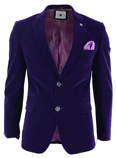 Mens Slim Fit Purple Plum 2 Button Smart Casual Velvet Blazer Jacket