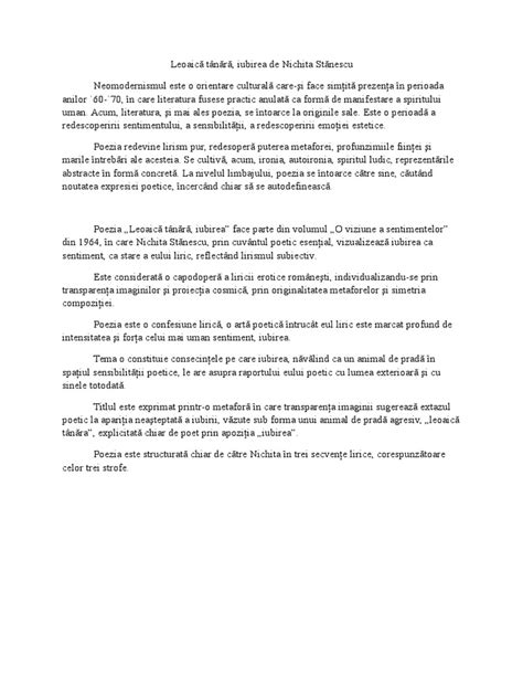Leoaica Tanara Iubirea Eseu Pdf