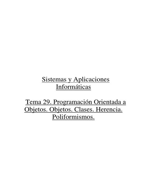 Programación Orientada A Objetos Objetos Clases Herencia