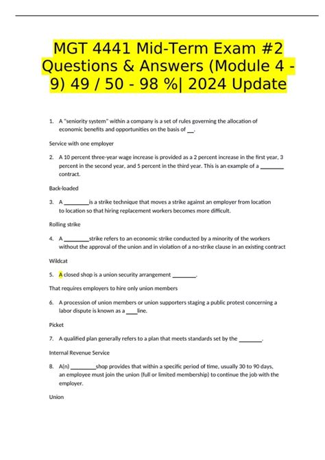 Mgt Mid Term Exam Questions Answers Module