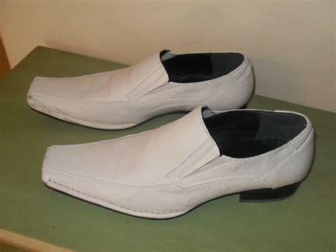 Aldo Mens White Leather Dress Slip On Shoe Size 45 Or 11 Square Toe Nice Ebay Slip On