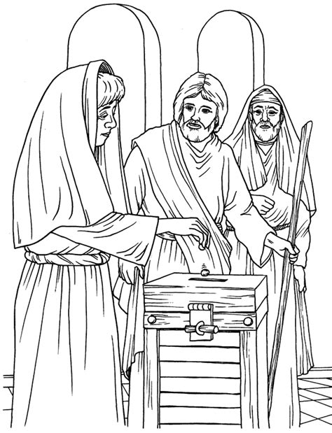 Widows Mite Coloring Sheet Coloring Pages