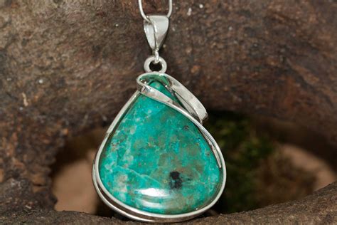 Chrysocolla Pendant Fitted In Sterling Silver Setting Chrysocolla