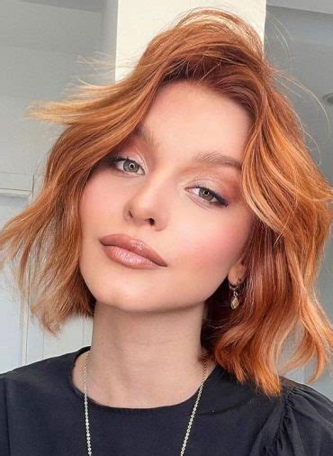 Sassy Short Hairstyles For Modern Elegance Orange Copper Textured Bob