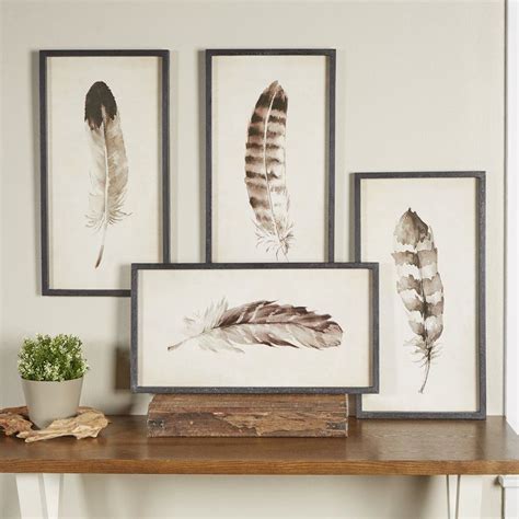 Watercolor Feather Framed Prints Feather Wall Art Feather Wall Decor