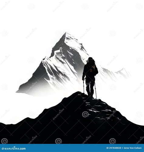 Epic Ascent Silhouette Of A Hiker Gazing At Mount Everest Royalty Free