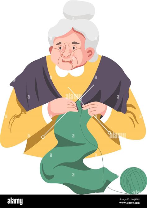 Grandmother Knitting Granny Hobby And Lifestyle Stock Vector Image