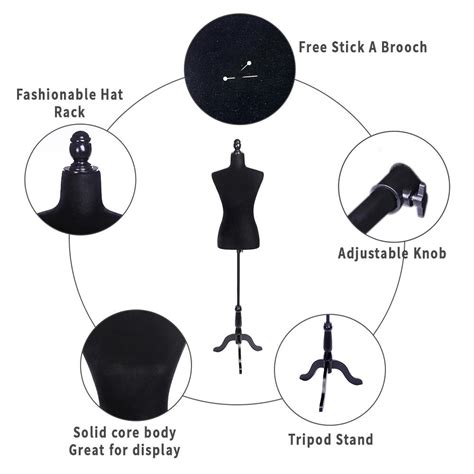 Adjustable Female Mannequin Dress Torso Clothing Display /w Tripod Stand Black | eBay