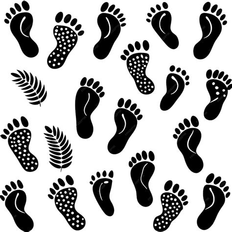 A Collection Of Footprints With Black And White Prints Premium Ai
