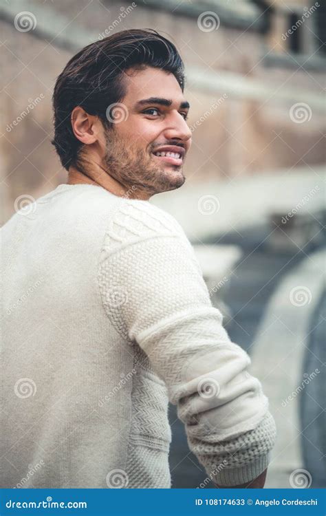 Handsome Young Man Smiling, Outdoors. Urban Style. Stock Image - Image ...