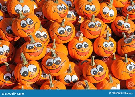 Smiley Faces Painted On Fresh Pumpkins Stock Image Image Of Designed