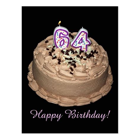 Almost 64... Happy 64th Birthday Cake Photography Postcard | Zazzle ...