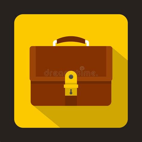 Business Brown Briefcase Icon Flat Style Stock Vector Illustration