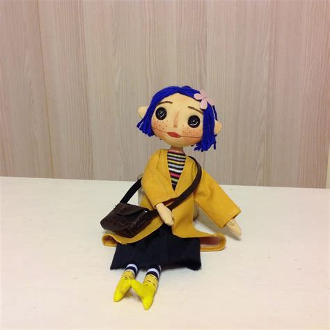 Coraline Doll Button Eyes Cloth Doll Rag Doll Blue Hair Spy - Etsy