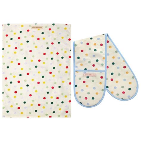 Emma Bridgewater Polka Dot Double Oven Glove And Tea Towel Set