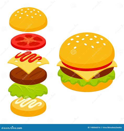 Burger Icon Outline Vector Illustration Cartoondealer