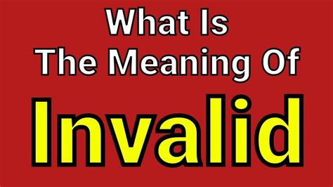 Meaning Of Invalid Invalid English Vocabulary Most Common Words