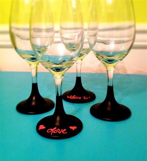 Chalkboard Painted Wine Goblets By Aquaxpressions On Etsy Chalkboard Wine Glasses