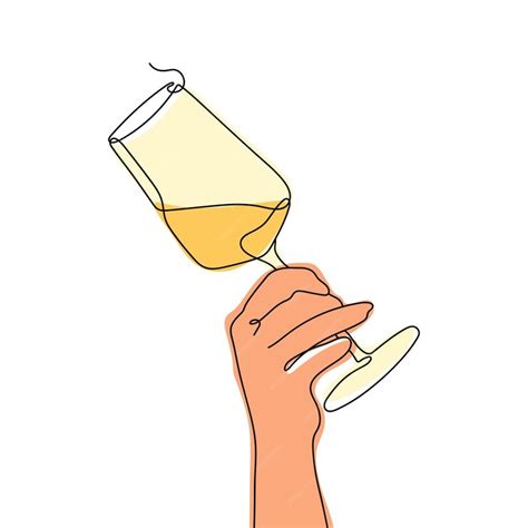 Premium Vector Hand Holds A Glass Of Wine Illustration In Line Art Style